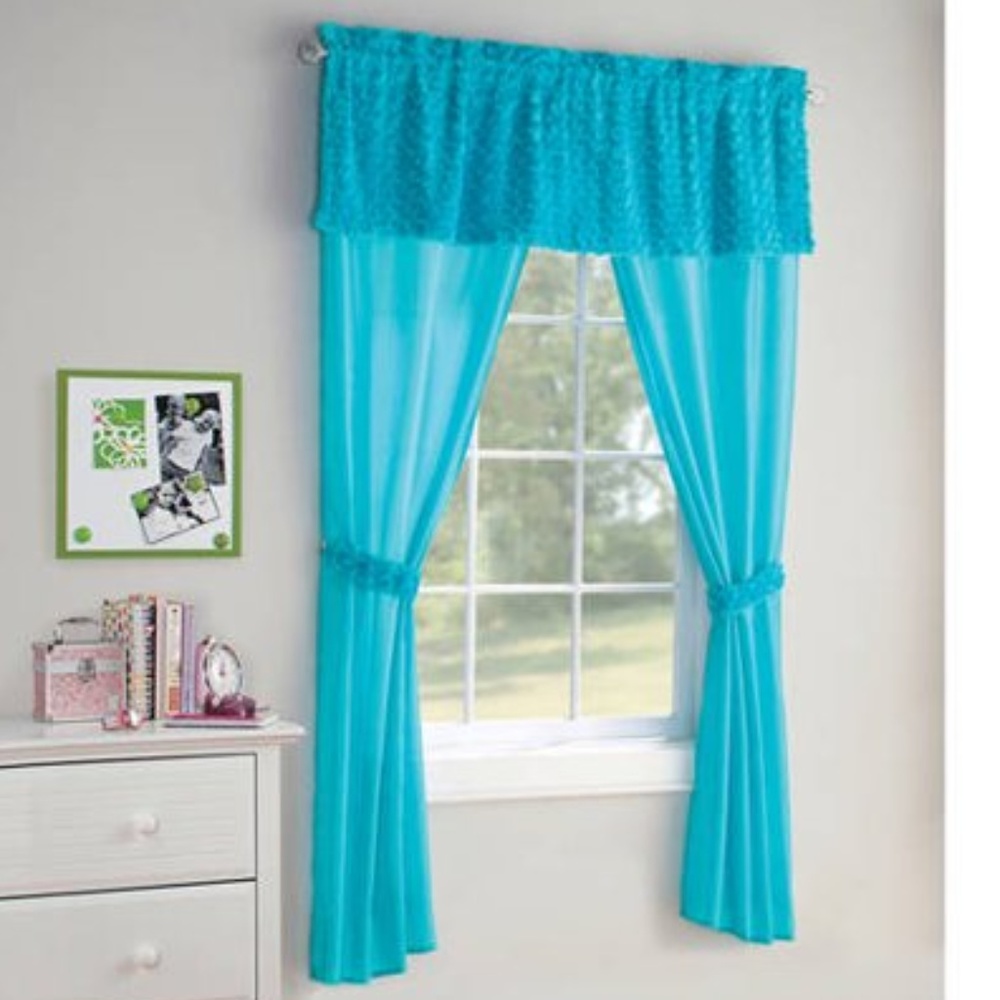 **SOLD**  2 Sets "Peacock Plume" Curtain & Valence